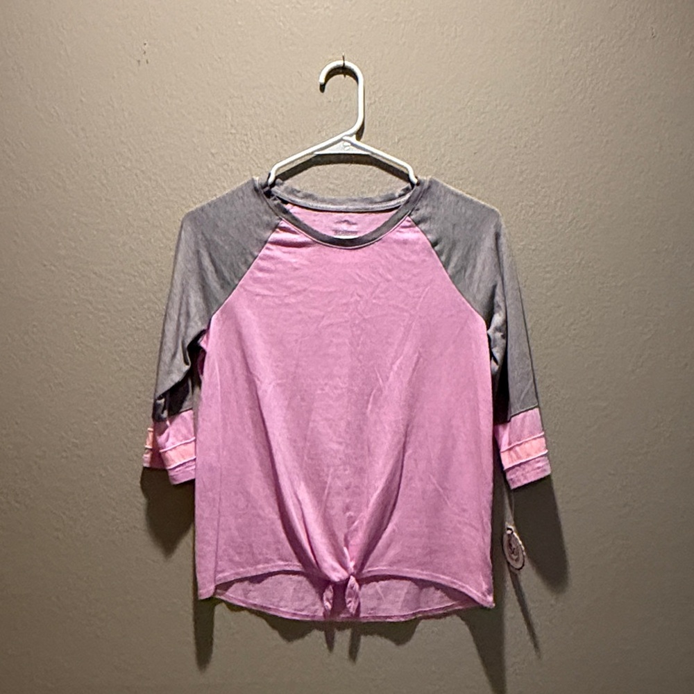 SO Girls 14 Perfect Active Tee 3/4 Sleeve Pink Gray Raglan NWT Kohl's Athletic